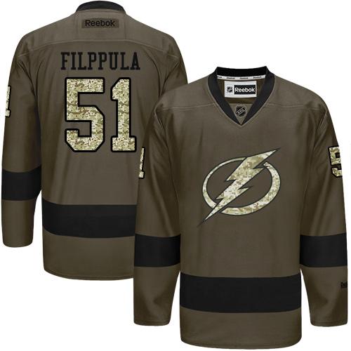 Lightning #51 Valtteri Filppula Green Salute to Service Stitched NHL Jersey