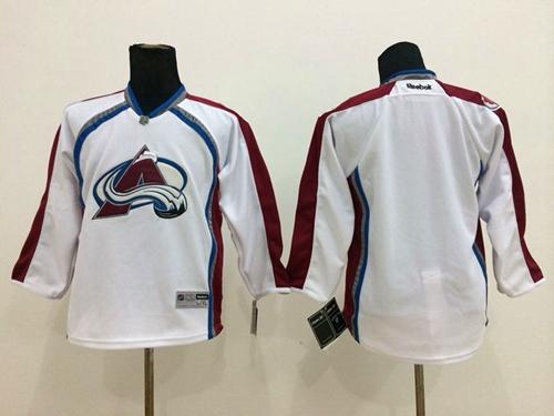 Avalanche Blank White Stitched Youth NHL Jersey