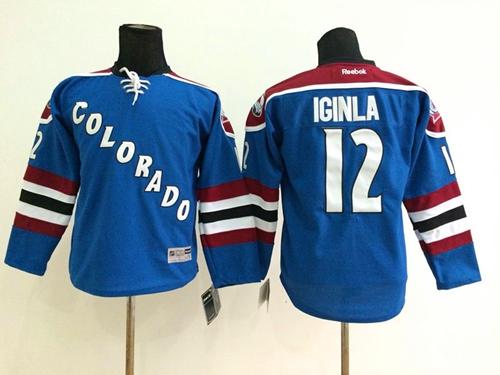 Avalanche #12 Jarome Iginla Blue Stitched Youth NHL Jersey