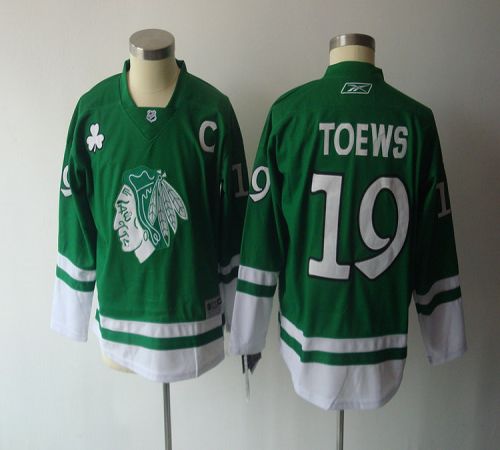 Blackhawks #19 Jonathan Toews Green St. Patty's Day Stitched Youth NHL Jersey