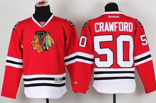 Blackhawks #50 Corey Crawford Red Stitched Youth NHL Jersey
