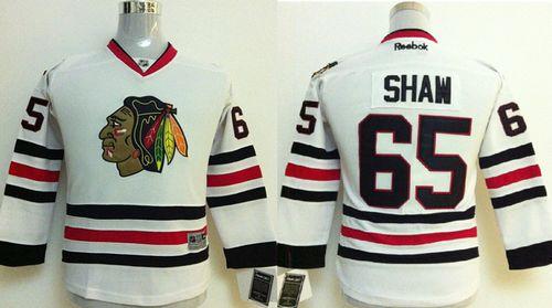 Blackhawks #65 Andrew Shaw White Stitched Youth NHL Jersey