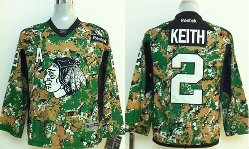 Blackhawks #2 Duncan Keith Camo Veterans Day Practice Stitched Youth NHL Jersey