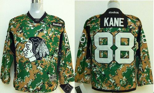 Blackhawks #88 Patrick Kane Camo Veterans Day Practice Stitched Youth NHL Jersey