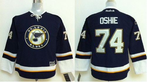 Blues #74 T.J Oshie Navy Blue Alternate Stitched Youth NHL Jersey