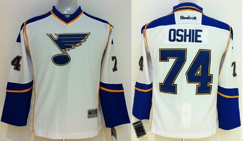 Blues #74 T.J Oshie White Stitched Youth NHL Jersey
