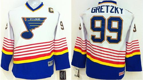 Blues #99 Wayne Gretzky White Stitched Youth NHL Jersey