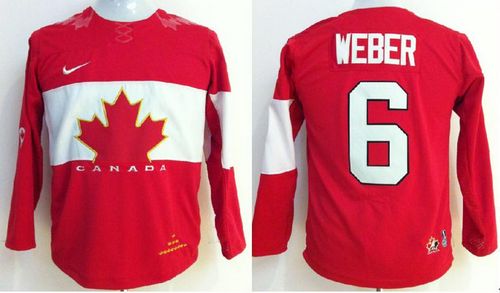 Team Canada 2014 Olympic #6 Shea Weber Red Stitched Youth NHL Jersey