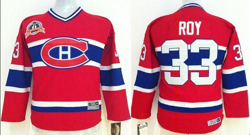 Canadiens #33 Patrick Roy Red CCM Throwback Stitched Youth NHL Jersey
