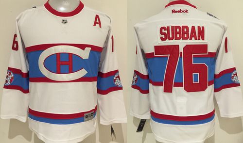 Canadiens #76 P.K Subban White 2016 Winter Classic Stitched Youth NHL Jersey