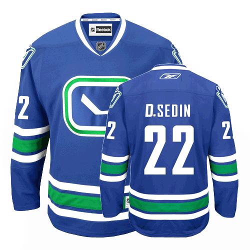 Canucks #22 Daniel Sedin Stitched Blue Third Youth NHL Jersey