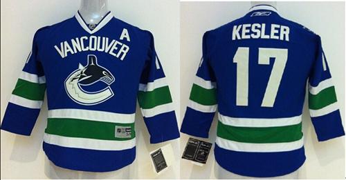 Canucks #17 Ryan Kesler Blue Stitched Youth NHL Jersey