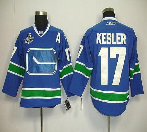 Canucks 2011 Stanley Cup Finals #17 Ryan Kesler Blue Third Stitched Youth NHL Jersey