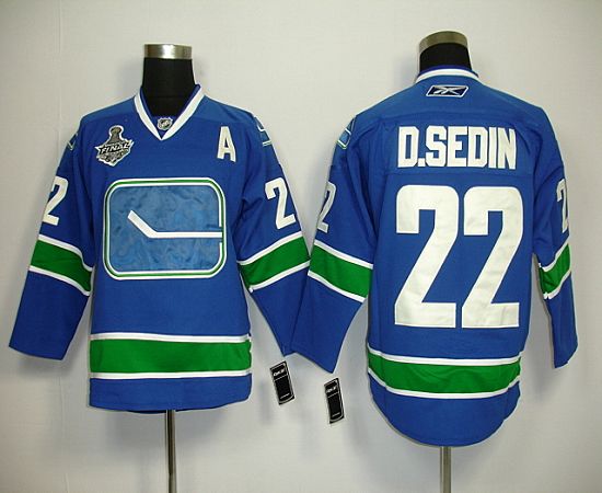 Canucks 2011 Stanley Cup Finals #22 D.sedin Blue Third Stitched Youth NHL Jersey