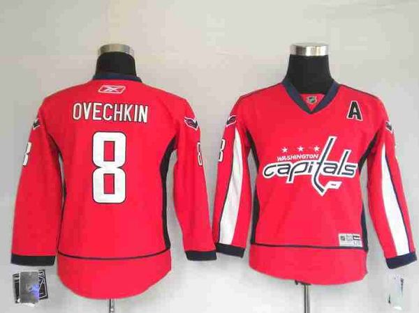 Capitals #8 Alex Ovechkin Stitched Red Youth NHL Jersey