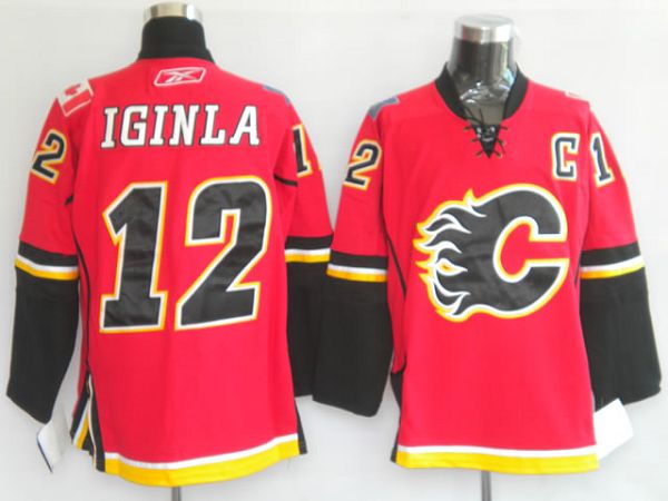 Flames #12 Jarome Iginla Red Home Stitched Youth NHL Jersey