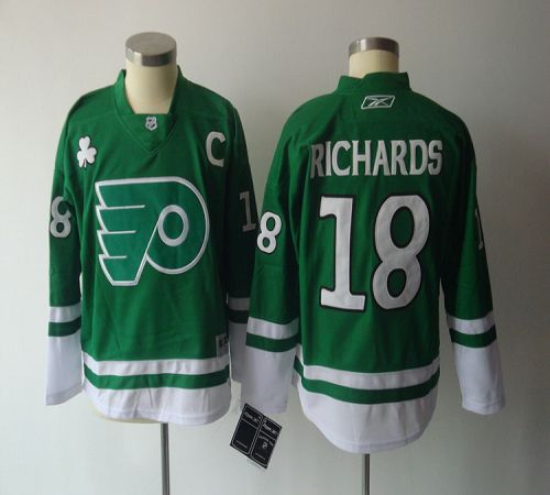 Flyers #18 Mike Richards Green St. Patty's Day Stitched Black Youth NHL Jersey