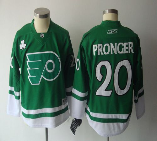 Flyers #20 Chris Pronger Green St. Patty's Day Stitched Black Youth NHL Jersey