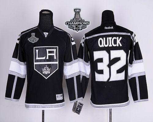 Kings #32 Jonathan Quick Black Home 2014 Stanley Cup Champions Stitched Youth NHL Jersey