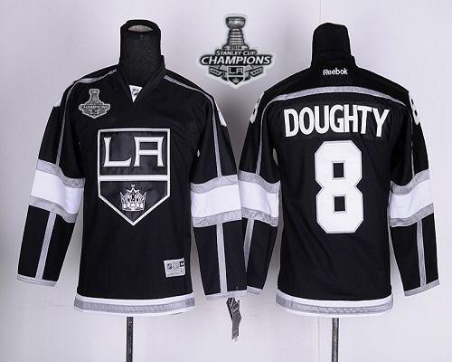 Kings #8 Drew Doughty Black Home 2014 Stanley Cup Champions Stitched Youth NHL Jersey