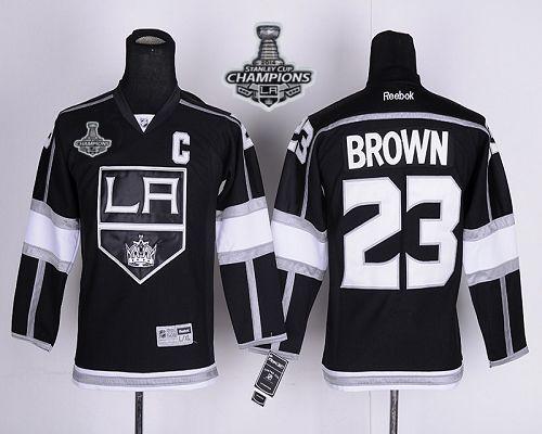 Kings #23 Dustin Brown Black Home 2014 Stanley Cup Champions Stitched Youth NHL Jersey
