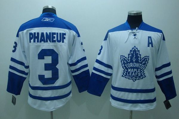 Maple Leafs #3 Dion Phaneuf Stitched White Third Youth NHL Jersey