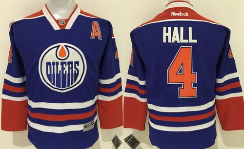 Oilers #4 Taylor Hall Stitched Light Blue Youth NHL Jersey