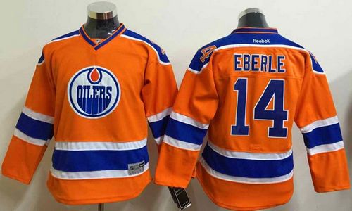 Oilers #14 Jordan Eberle Orange Stitched Youth NHL Jersey