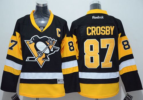 Penguins #87 Sidney Crosby Black Stitched Youth NHL Jersey