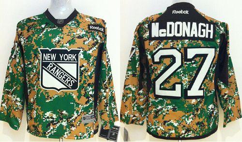 Rangers #27 Ryan McDonagh Camo Veterans Day Practice Stitched Youth NHL Jersey