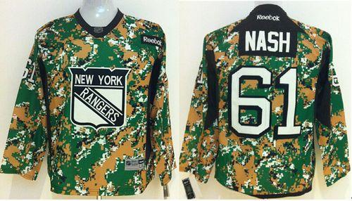 Rangers #61 Rick Nash Camo Veterans Day Practice Stitched Youth NHL Jersey
