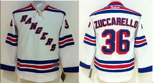 Rangers #36 Mats Zuccarello White Stitched Youth NHL Jersey