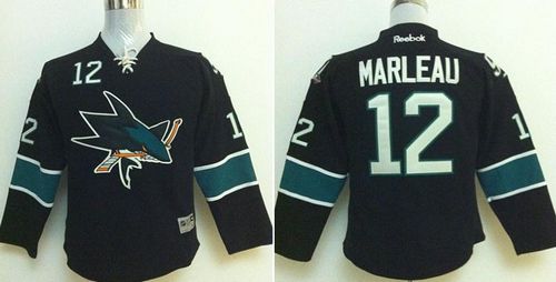 Sharks #12 Patrick Marleau Black Stitched Youth NHL Jersey