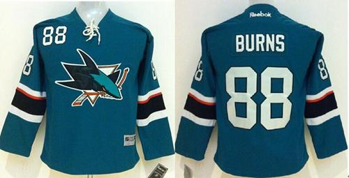 Sharks #88 Brent Burns Green Stitched Youth NHL Jersey