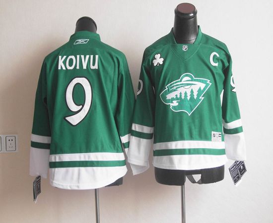 Wild St Patty's Day #9 Mikko Koivu Green Youth Stitched NHL Jersey
