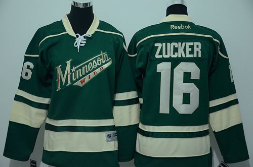 Wild #16 Jason Zucker Green Stitched Youth NHL Jersey