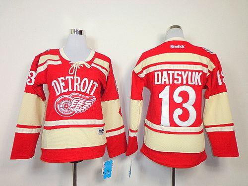 Red Wings #13 Pavel Datsyuk Red 2014 Winter Classic Women's Stitched NHL Jersey