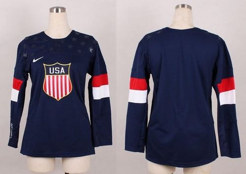 2014 Olympic Team USA Blank Navy Blue Women's Stitched NHL Jersey