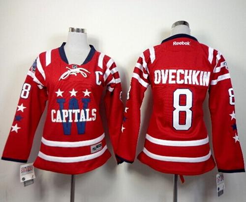 Capitals #8 Alex Ovechkin 2015 Winter Classic Red Women's Stitched White NHL Jersey