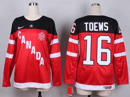 Olympic CA. #16 Jonathan Toews Red 100th Anniversary Women's Stitched NHL Jersey