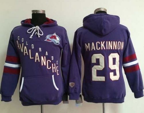 Colorado Avalanche #29 Nathan MacKinnon Purple Women's Old Time Heidi NHL Hoodie