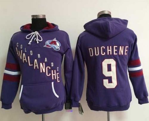 Colorado Avalanche #9 Lanny McDonald Purple Women's Old Time Heidi NHL Hoodie