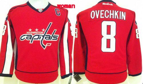 Capitals #8 Alex Ovechkin Red Home Women's Stitched NHL Jersey