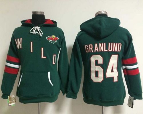 Minnesota Wild #64 Mikael Granlund Green Women's Old Time Heidi NHL Hoodie