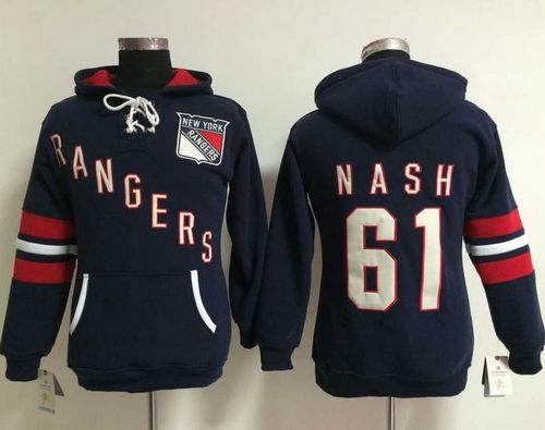 New York Rangers #61 Rick Nash Navy Blue Women's Old Time Heidi NHL Hoodie