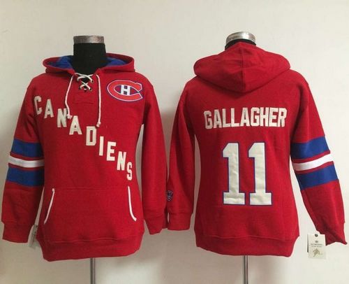 Montreal Canadiens #11 Brendan Gallagher Red Women's Old Time Heidi NHL Hoodie