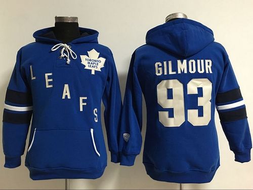 Toronto Maple Leafs #93 Doug Gilmour Blue Women's Old Time Heidi Hoodie NHL Hoodie