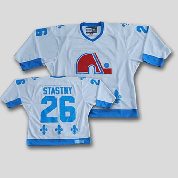 Nordiques #26 Peter Stastny Stitched CCM Throwback white NHL Jersey