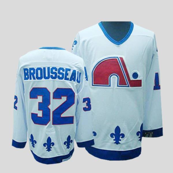 Nordiques #32 Paul Brousseau Stitched CCM Throwback white NHL Jersey