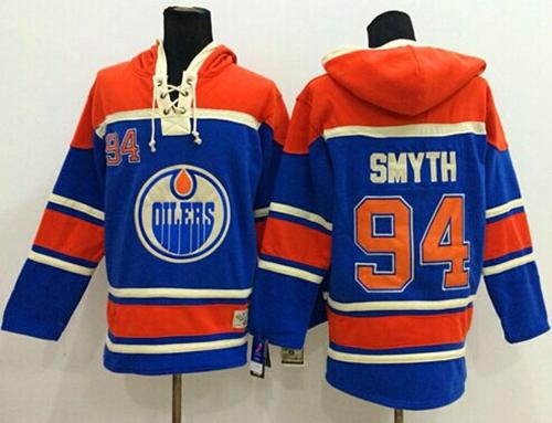 Oilers #94 Ryan Smyth Light Blue Sawyer Hooded Sweatshirt Stitched NHL Jersey